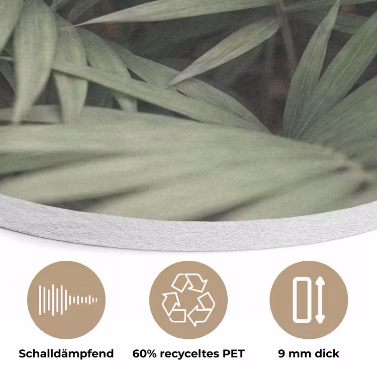 Plant - Palmbladeren - Natuur - Groen Akoestische PET Vilt - Rond klein -closeup_DE