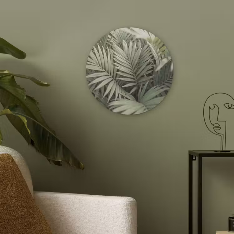 Plant - Palmbladeren - Natuur - Groen Akoestische PET Vilt - Rond klein -sfeer2