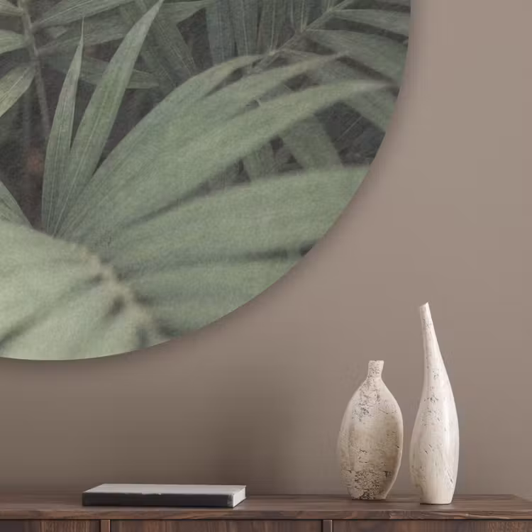 Plant - Palmbladeren - Natuur - Groen Akoestische PET Vilt - Rond klein -sfeer5_closeup