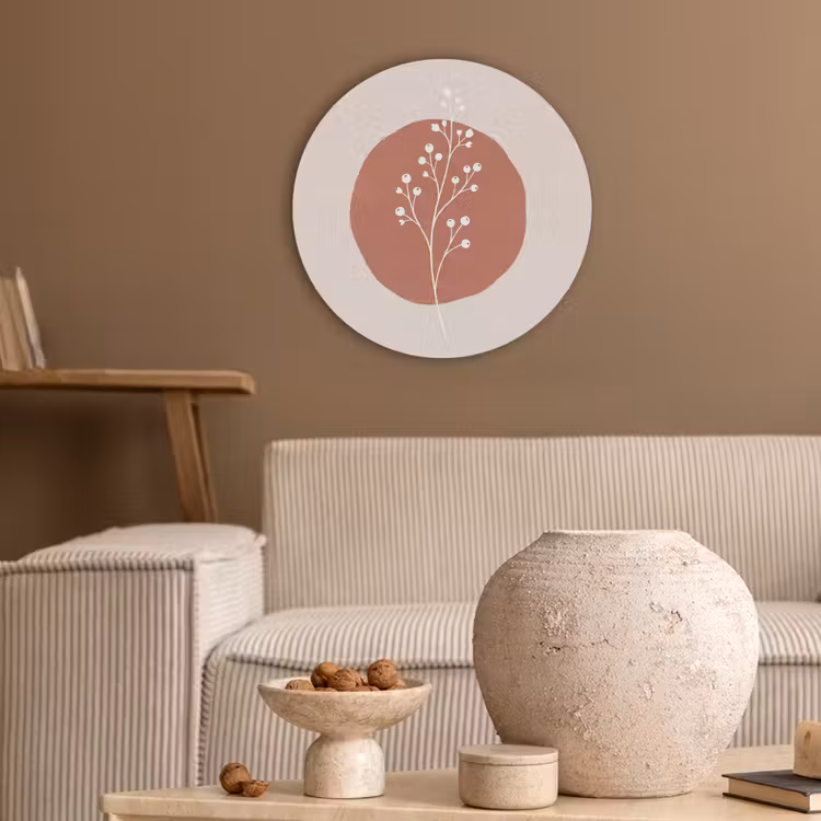 Plant - Tak - Abstract - Modern - Wit Akoestische PET Vilt - Rond klein -sfeer1
