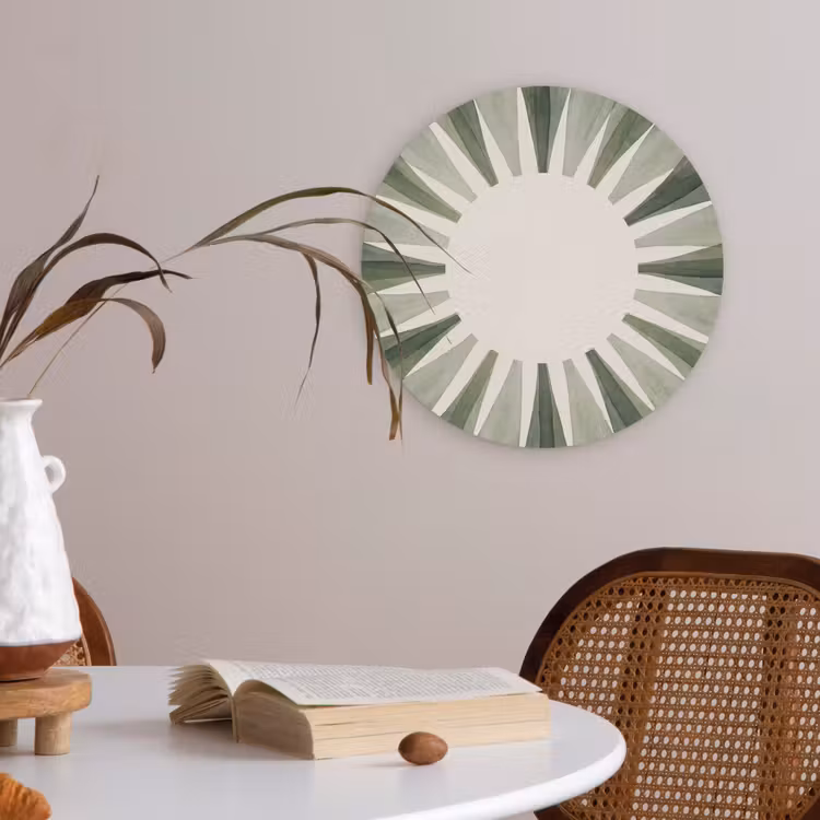 Planten - Abstract - Waterverf - Groen - Natuur Akoestische PET Vilt - Rond klein -sfeer3