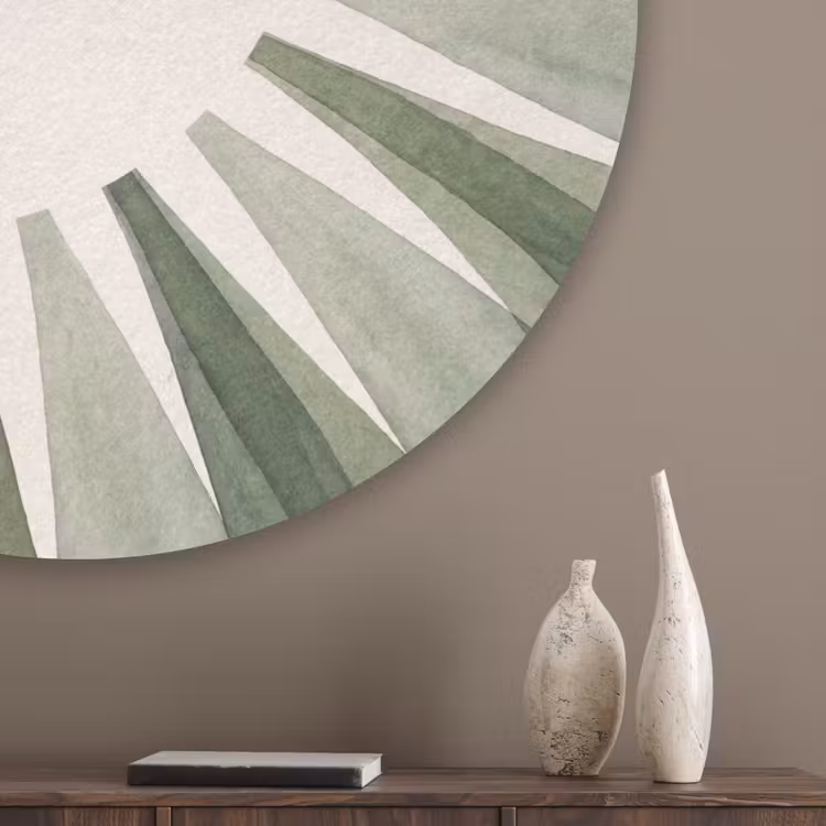 Planten - Abstract - Waterverf - Groen - Natuur Akoestische PET Vilt - Rond klein -sfeer5_closeup