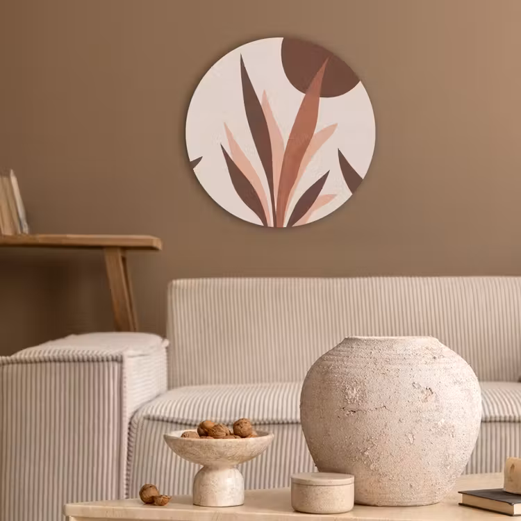 Planten - Abstract - Natuur - Bruin Akoestische PET Vilt - Rond klein -sfeer1
