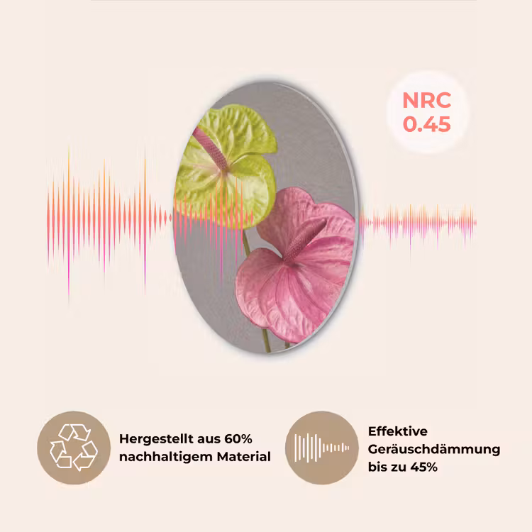 Planten - Anthurium - Groen - Roze Akoestische PET Vilt - Rond klein -USP_DE