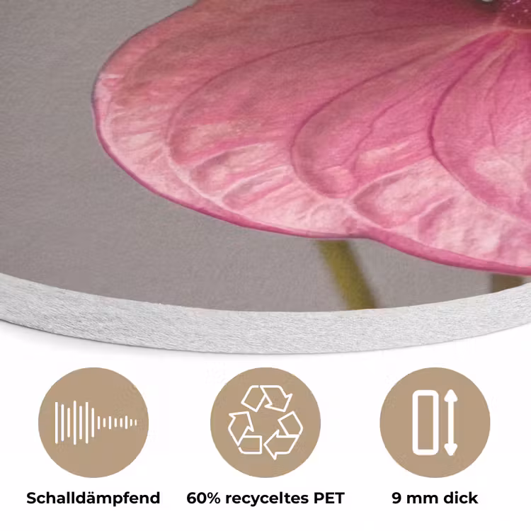 Planten - Anthurium - Groen - Roze Akoestische PET Vilt - Rond klein -closeup_DE