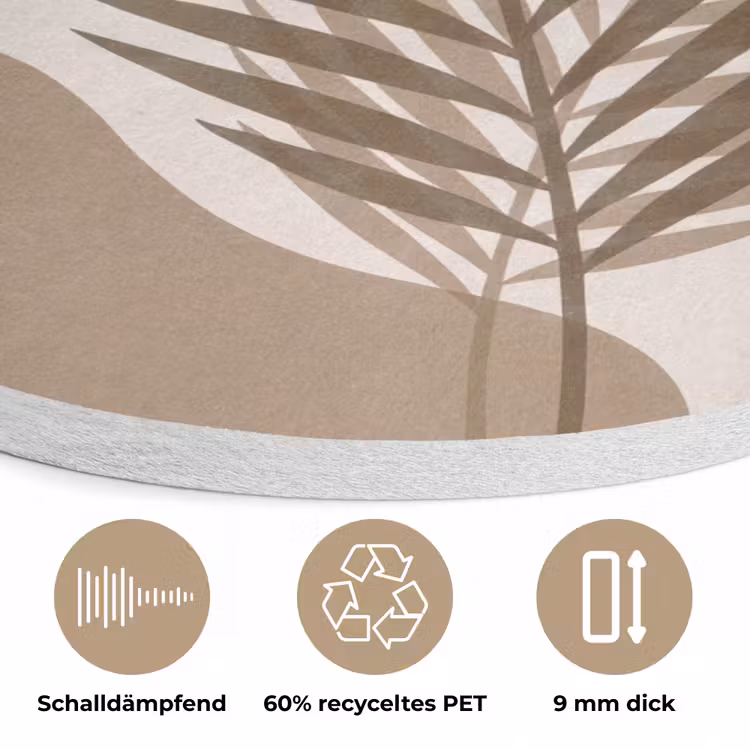 Planten - Bladeren - Abstract - Modern - Beige Akoestische PET Vilt - Rond klein -closeup_DE