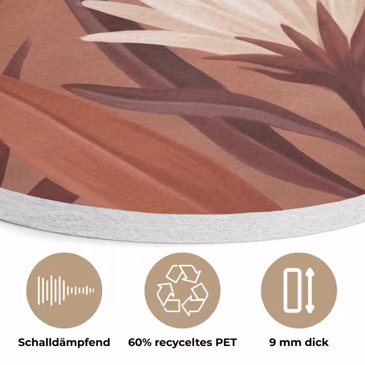 Planten - Bladeren - Botanisch - Modern - Bruin Akoestische PET Vilt - Rond klein -closeup_DE