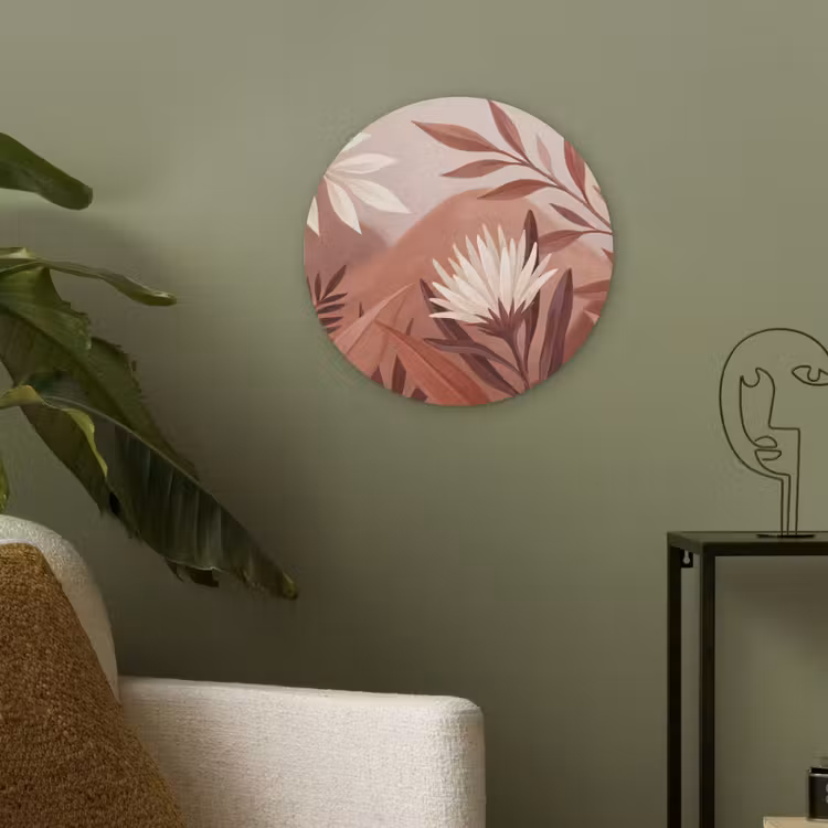 Planten - Bladeren - Botanisch - Modern - Bruin Akoestische PET Vilt - Rond klein -sfeer2