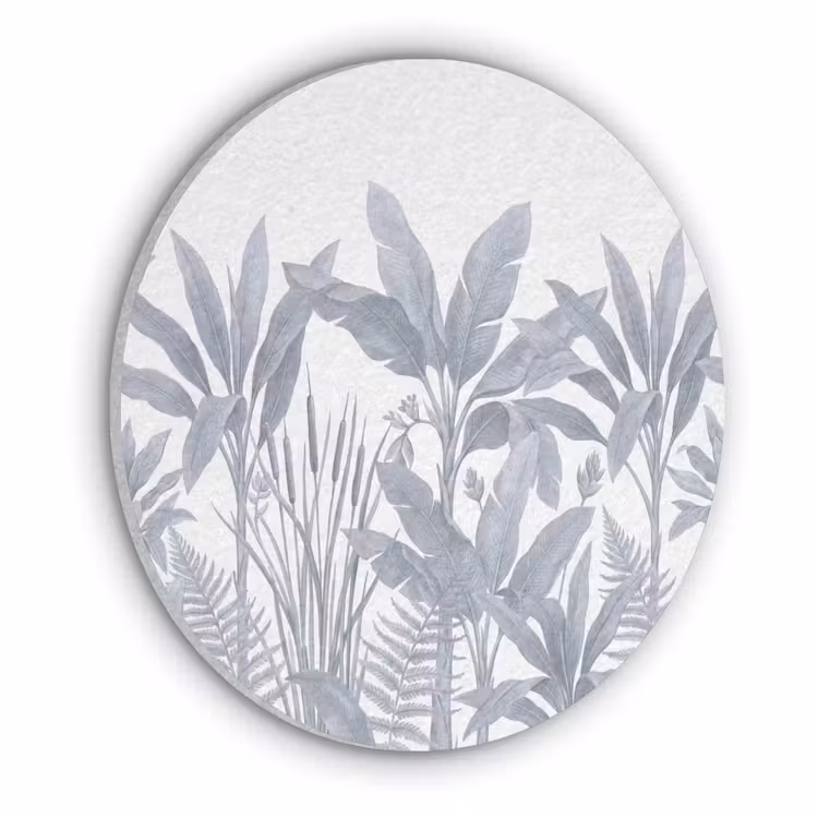 Planten - Bladeren - Natuur - Grijs Akoestische PET Vilt - Rond klein -3d