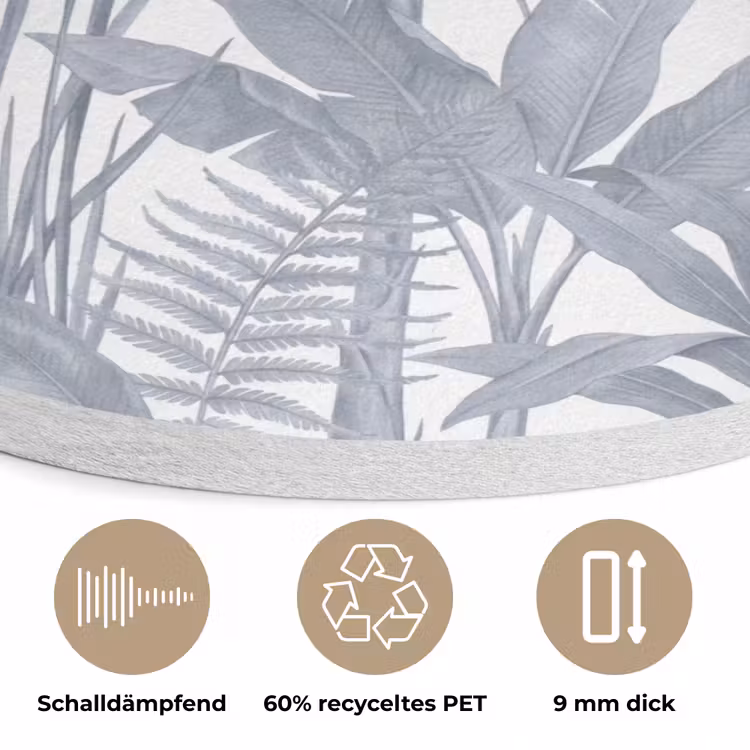 Planten - Bladeren - Natuur - Grijs Akoestische PET Vilt - Rond klein -closeup_DE
