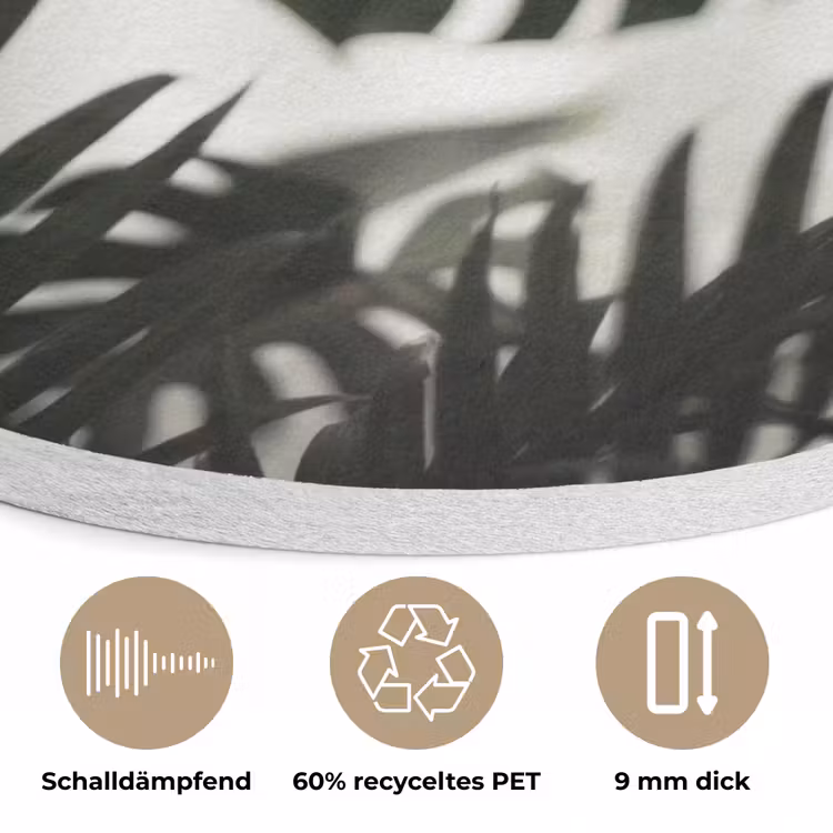 Planten - Bladeren - Natuur - Minimalistisch - Groen Akoestische PET Vilt - Rond klein -closeup_DE