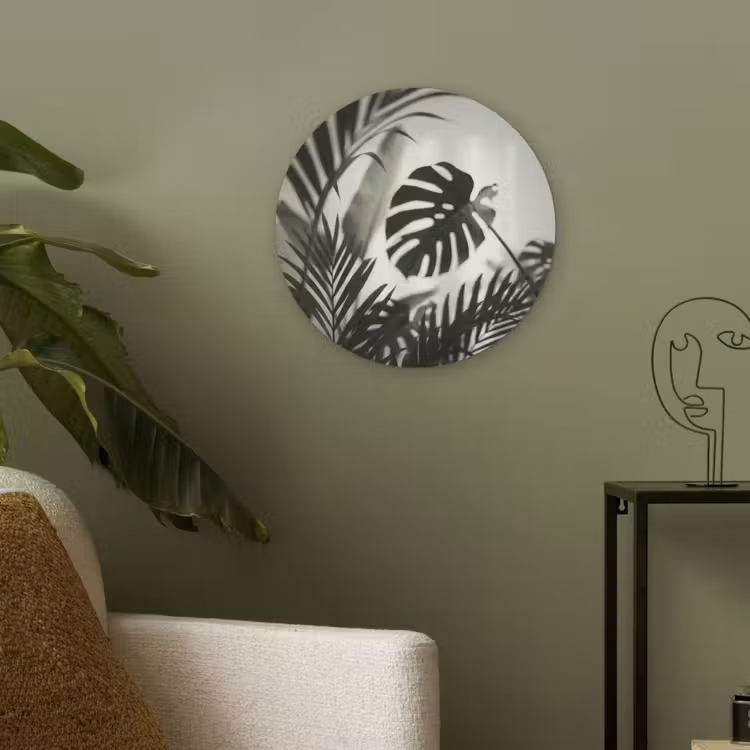 Planten - Bladeren - Natuur - Minimalistisch - Groen Akoestische PET Vilt - Rond klein -sfeer2