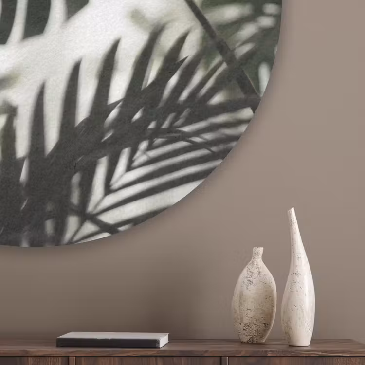 Planten - Bladeren - Natuur - Minimalistisch - Groen Akoestische PET Vilt - Rond klein -sfeer5_closeup