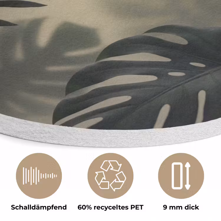 Planten - Bladeren - Schaduwen - Groen - Modern Akoestische PET Vilt - Rond klein -closeup_DE