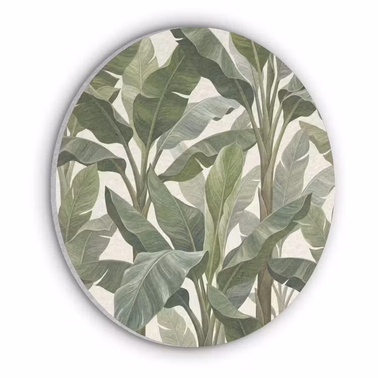 Planten - Bladeren - Tropisch - Groen Akoestische PET Vilt - Rond klein -3d