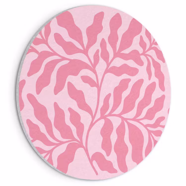 Planten - Organisch - Abstract - Modern - Roze Akoestische PET Vilt - Rond klein -3d