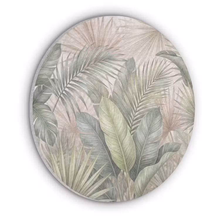 Planten - Tropisch - Bladeren - Groen - Natuur Akoestische PET Vilt - Rond klein -3d