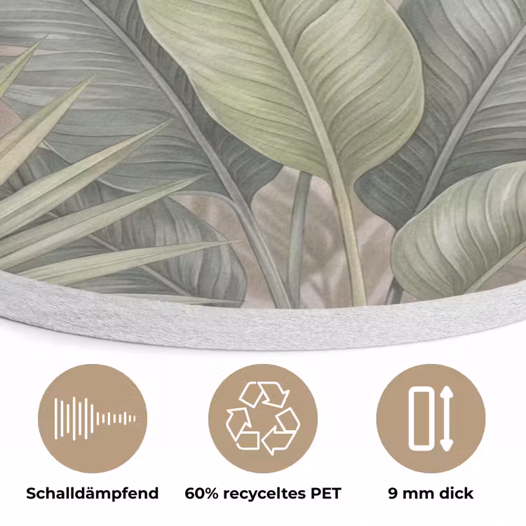 Planten - Tropisch - Bladeren - Groen - Natuur Akoestische PET Vilt - Rond klein -closeup_DE