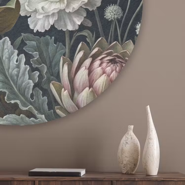 Planten - Tropisch - Botanisch - Donker - Groen Akoestische PET Vilt - Rond klein -sfeer5_closeup