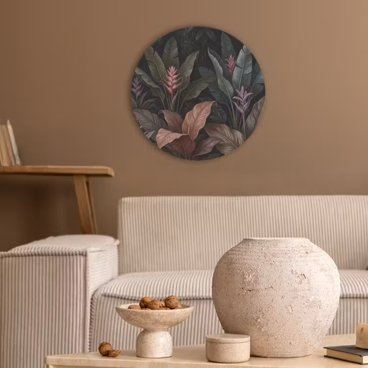 Planten - Tropisch - Jungle - Donker - Natuur Akoestische PET Vilt - Rond klein -sfeer1