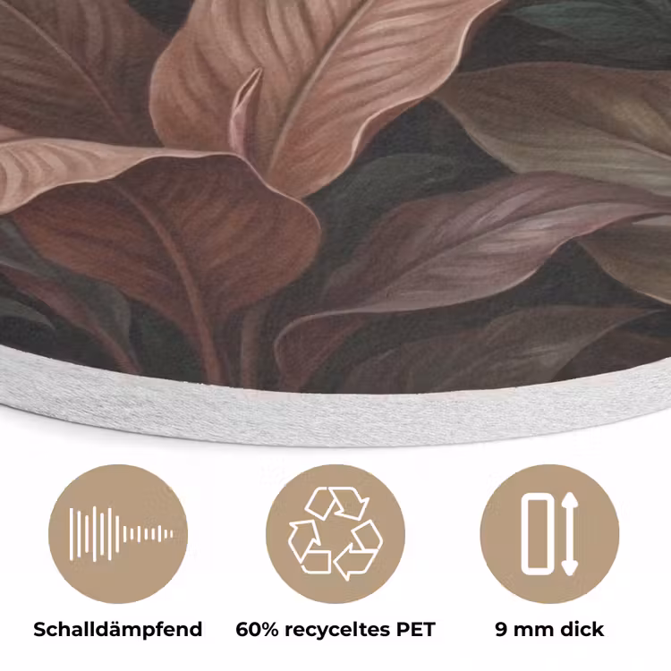Planten - Tropisch - Jungle - Donker - Natuur Akoestische PET Vilt - Rond klein -closeup_DE