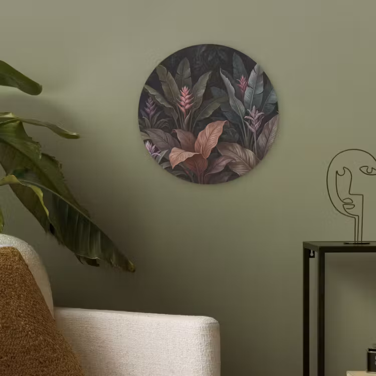 Planten - Tropisch - Jungle - Donker - Natuur Akoestische PET Vilt - Rond klein -sfeer2