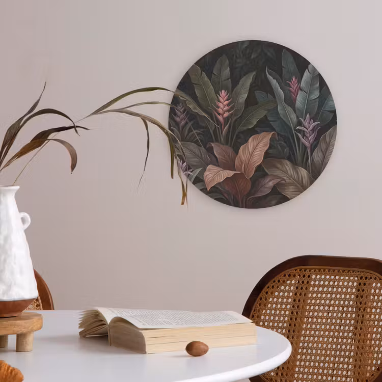 Planten - Tropisch - Jungle - Donker - Natuur Akoestische PET Vilt - Rond klein -sfeer3