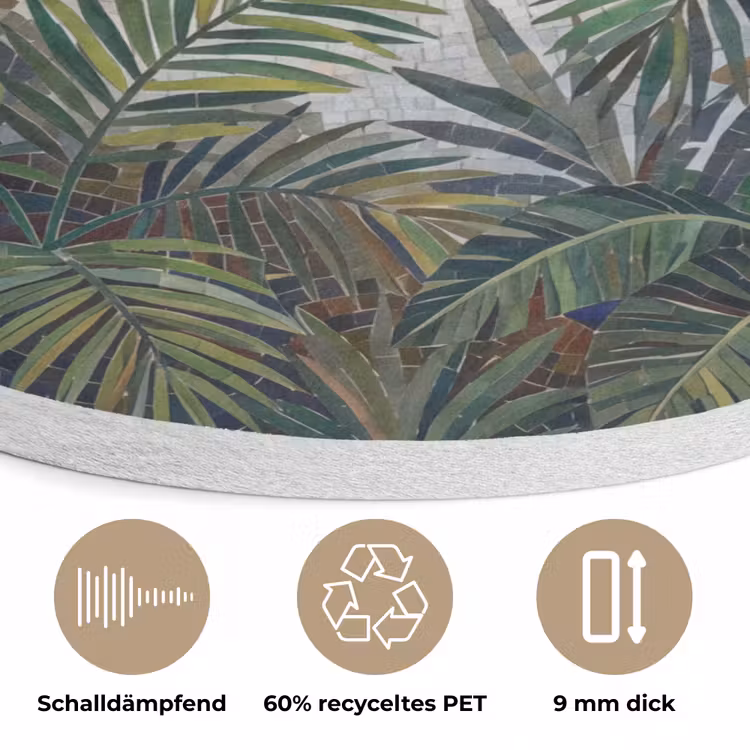 Planten - Tropisch - Mozaïek - Groen - Natuur Akoestische PET Vilt - Rond klein -closeup_DE