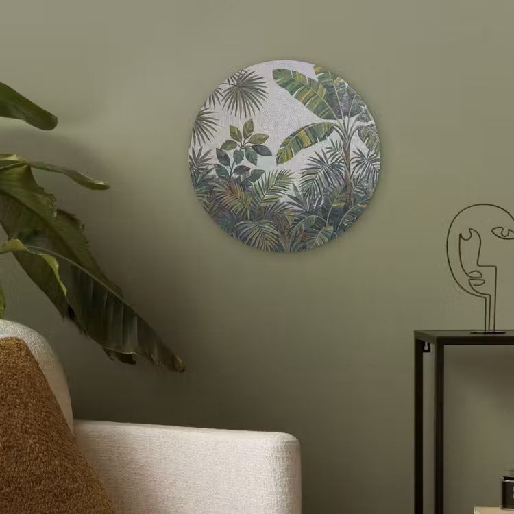 Planten - Tropisch - Mozaïek - Groen - Natuur Akoestische PET Vilt - Rond klein -sfeer2