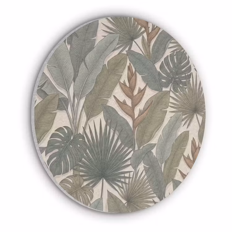 Planten - Tropisch - Natuur - Illustratie - Groen Akoestische PET Vilt - Rond klein -3d