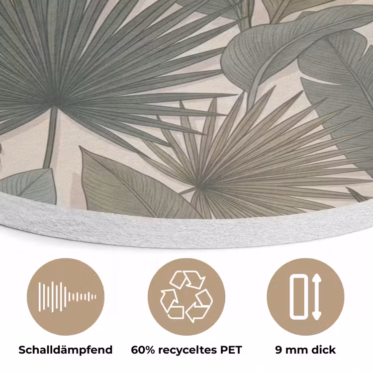 Planten - Tropisch - Natuur - Illustratie - Groen Akoestische PET Vilt - Rond klein -closeup_DE
