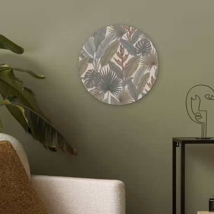 Planten - Tropisch - Natuur - Illustratie - Groen Akoestische PET Vilt - Rond klein -sfeer2