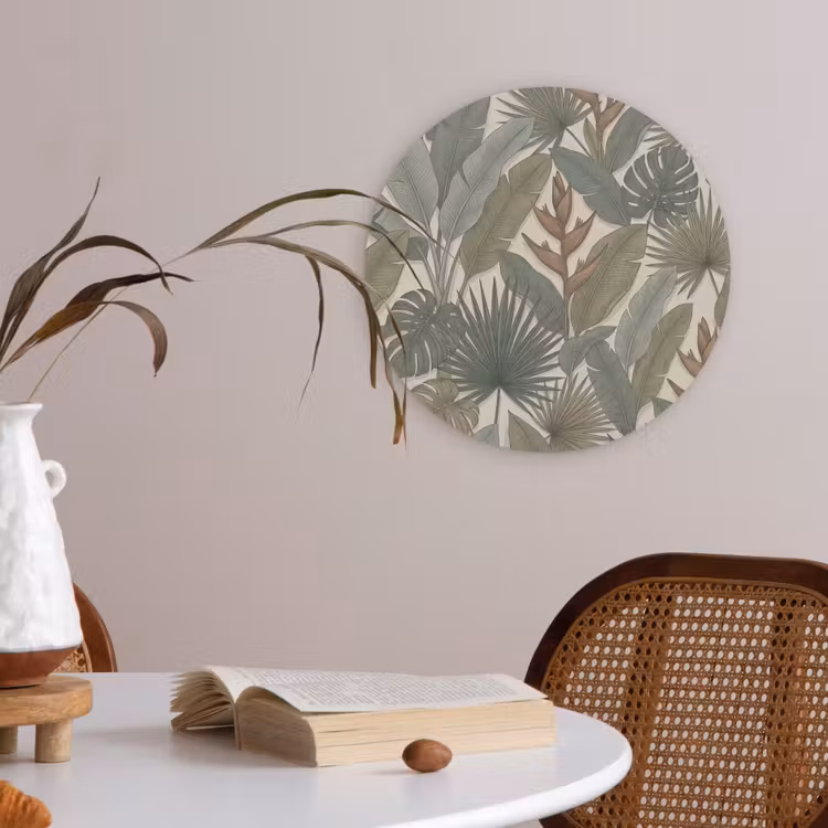 Planten - Tropisch - Natuur - Illustratie - Groen Akoestische PET Vilt - Rond klein -sfeer3
