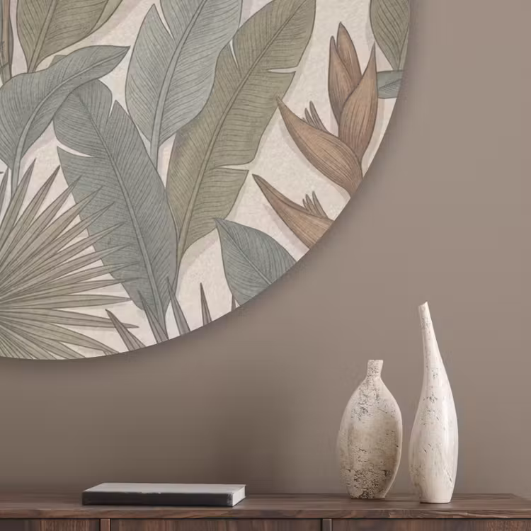 Planten - Tropisch - Natuur - Illustratie - Groen Akoestische PET Vilt - Rond klein -sfeer5_closeup
