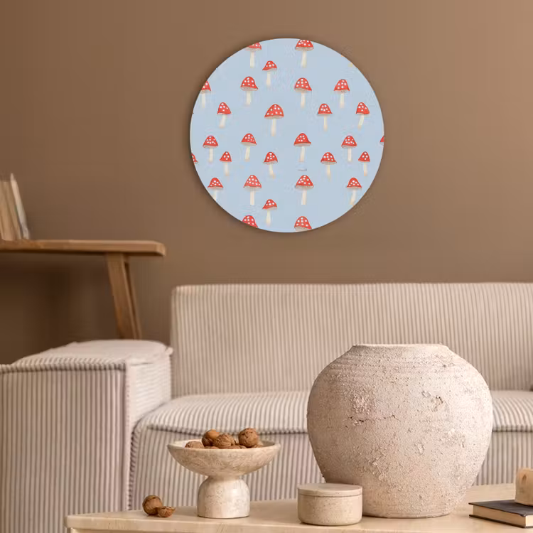 Paddenstoel -Sprookje - Blauw Akoestische PET Vilt - Rond klein 838 -sfeer1