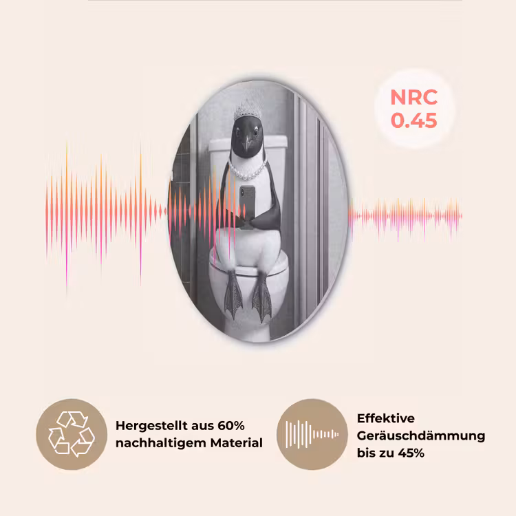 Pinguïn - Telefoon - Toilet - Zwart - Wit Akoestische PET Vilt - Rond klein -USP_DE