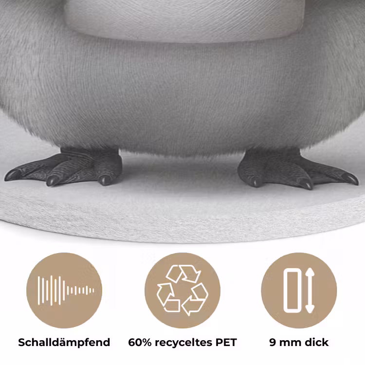 Pinguïn - WC rol - Wit Akoestische PET Vilt - Rond klein -closeup_DE
