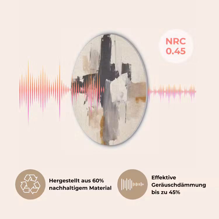 Penseelstreken - Ruw - Abstract - Beige Akoestische PET Vilt - Rond klein -USP_DE
