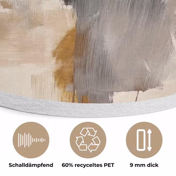 Penseelstreken - Ruw - Abstract - Beige Akoestische PET Vilt - Rond klein -closeup_DE
