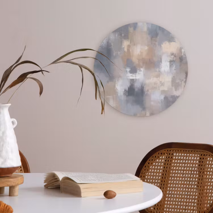 Penseelstreken - Schilderij - Beige Akoestische PET Vilt - Rond klein -sfeer3