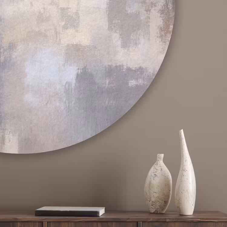 Penseelstreken - Schilderij - Beige Akoestische PET Vilt - Rond klein -sfeer5_closeup