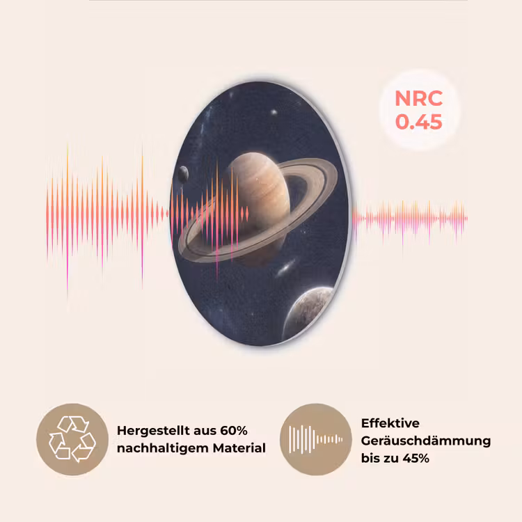 Planeten - Saturnus - Ruimte Akoestische PET Vilt - Rond klein -USP_DE