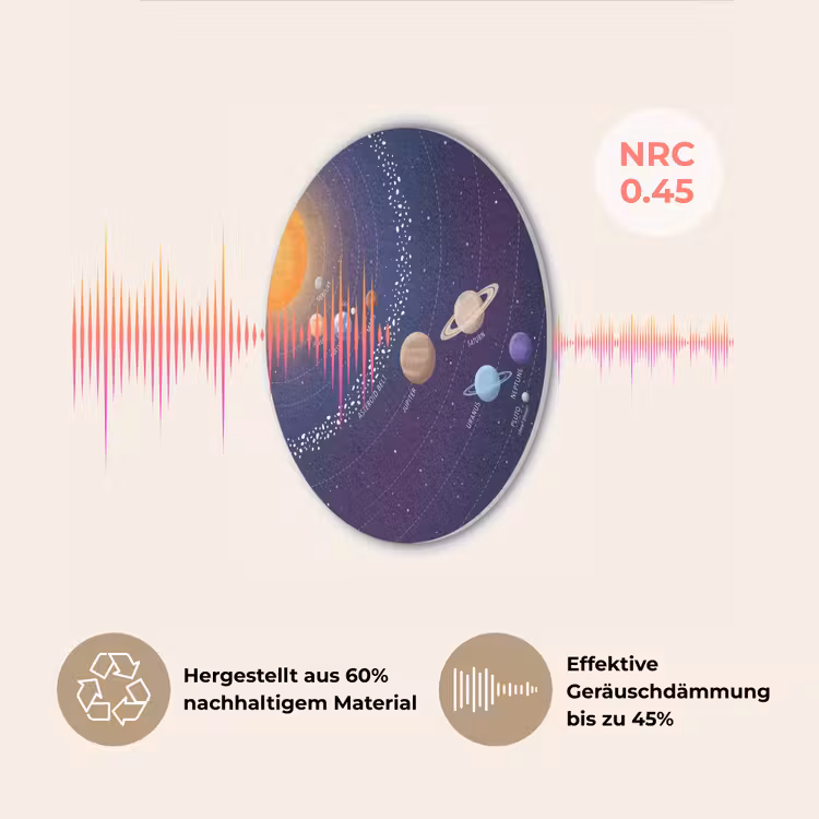 Planetenstelsel - Ruimte - Illustratie Akoestische PET Vilt - Rond klein -USP_DE