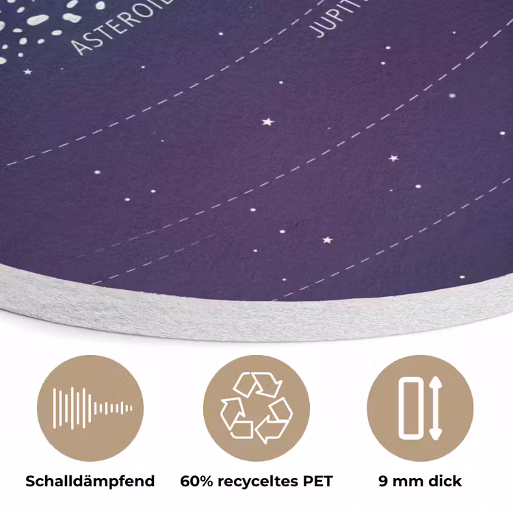 Planetenstelsel - Ruimte - Illustratie Akoestische PET Vilt - Rond klein -closeup_DE