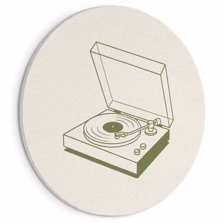 Platenspeler - Vinyl - Muziek - Minimalistisch - Groen Akoestische PET Vilt - Rond klein -3d