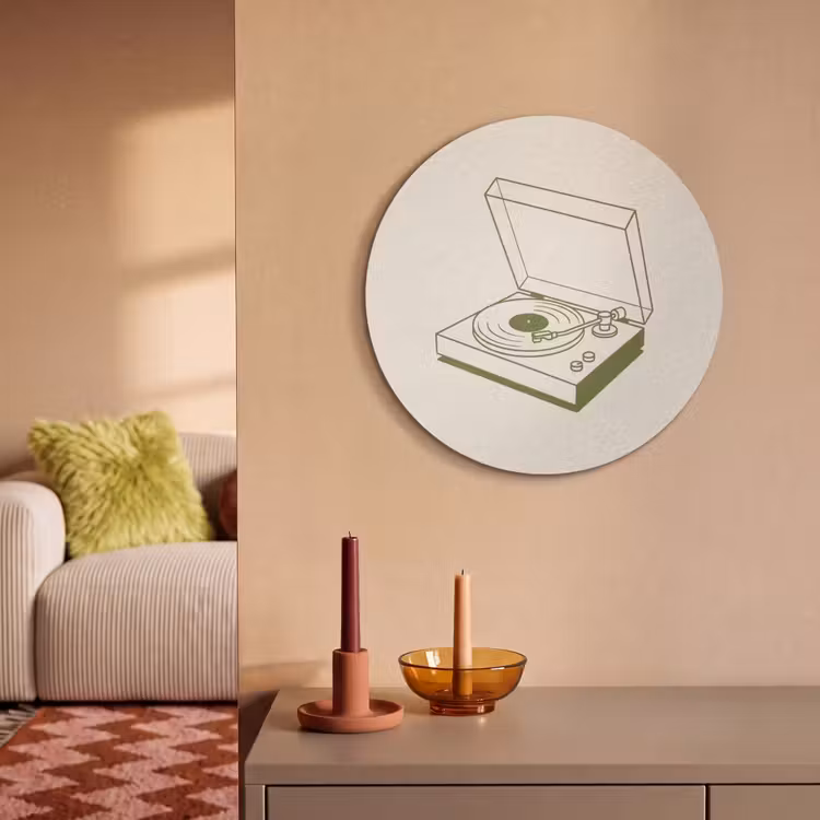 Platenspeler - Vinyl - Muziek - Minimalistisch - Groen Akoestische PET Vilt - Rond klein -sfeer1