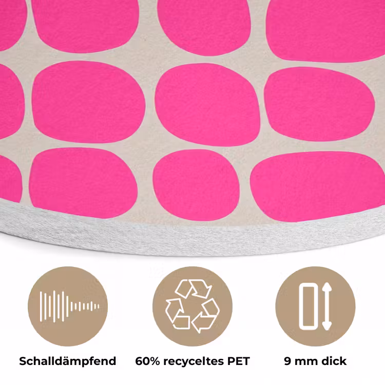 Stippen - Patroon - Roze Akoestische PET Vilt - Rond klein 838 -closeup_DE