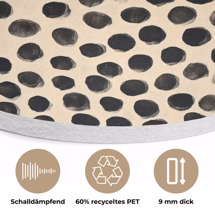 Stippen - Patroon - Zwart Akoestische PET Vilt - Rond klein 838 -closeup_DE