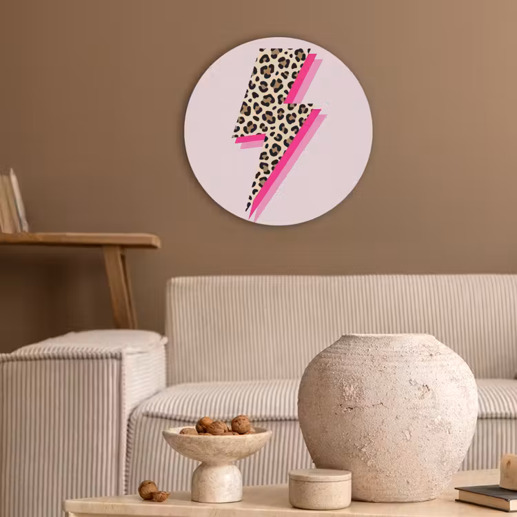 Stippen - Roze - Bliksem Akoestische PET Vilt - Rond klein -sfeer1