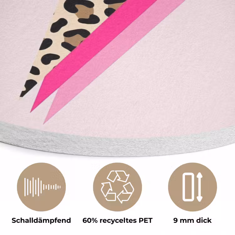 Stippen - Roze - Bliksem Akoestische PET Vilt - Rond klein -closeup_DE